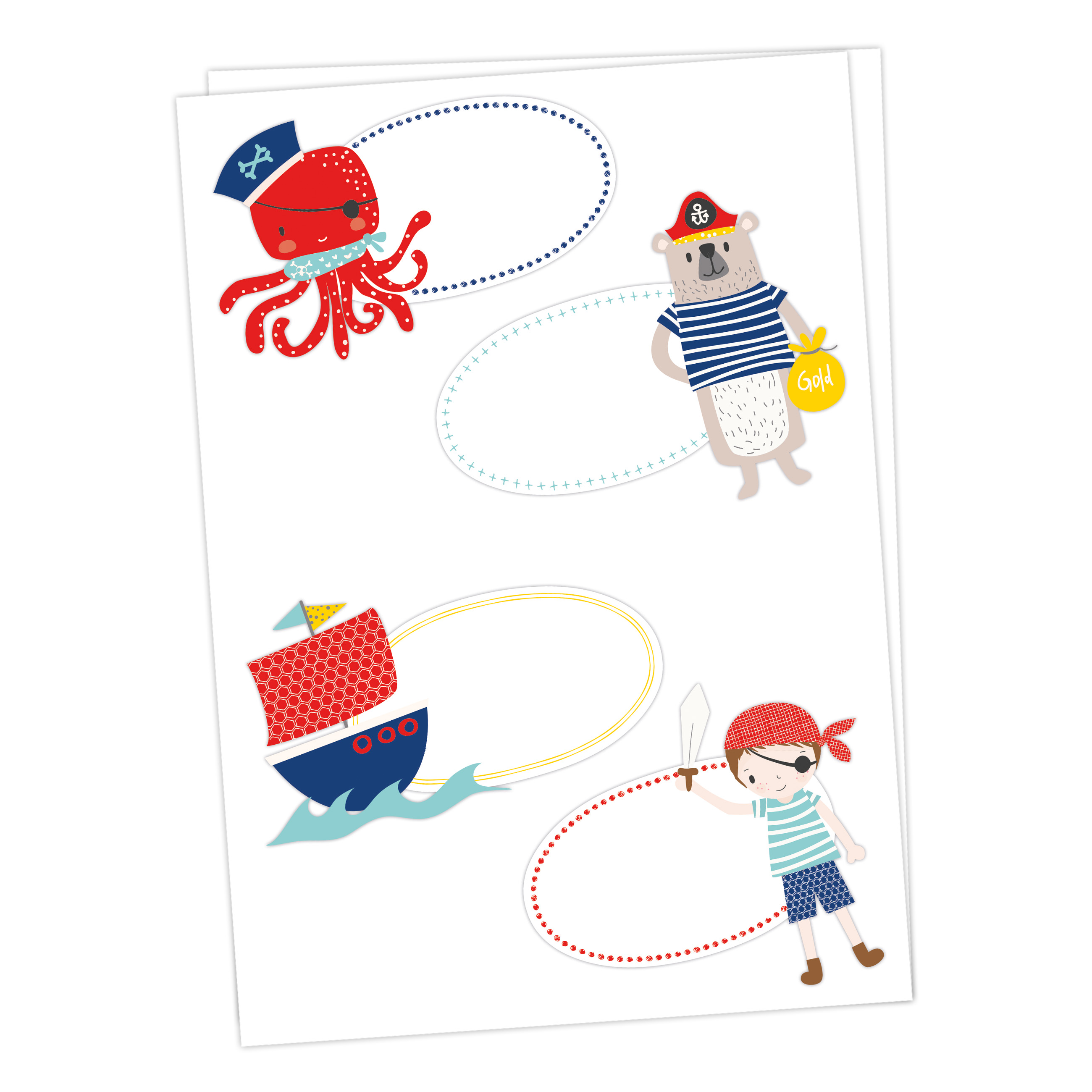 8 Sticker zum Beschriften - Piraten