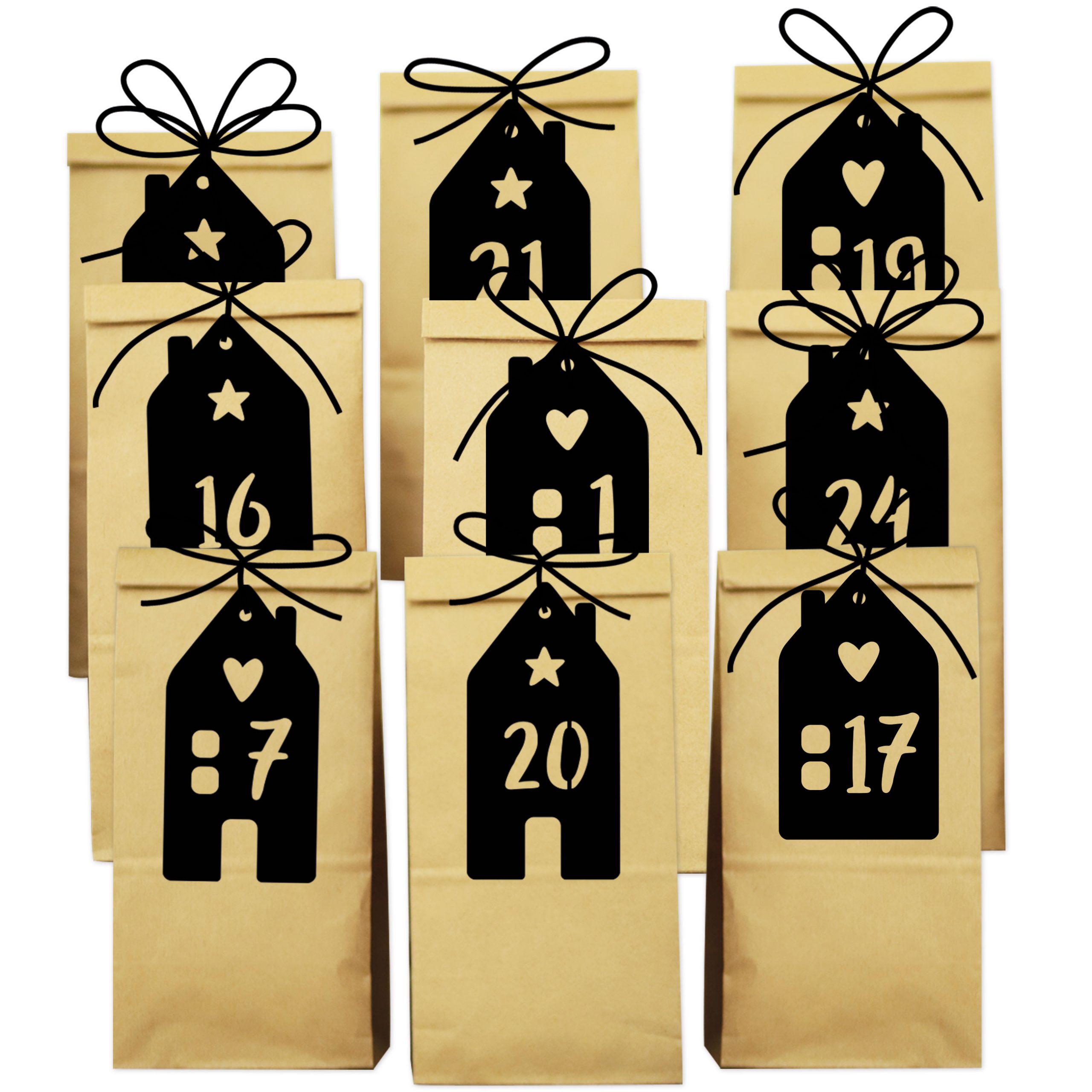 Adventskalender mit Anhängern - Häuser