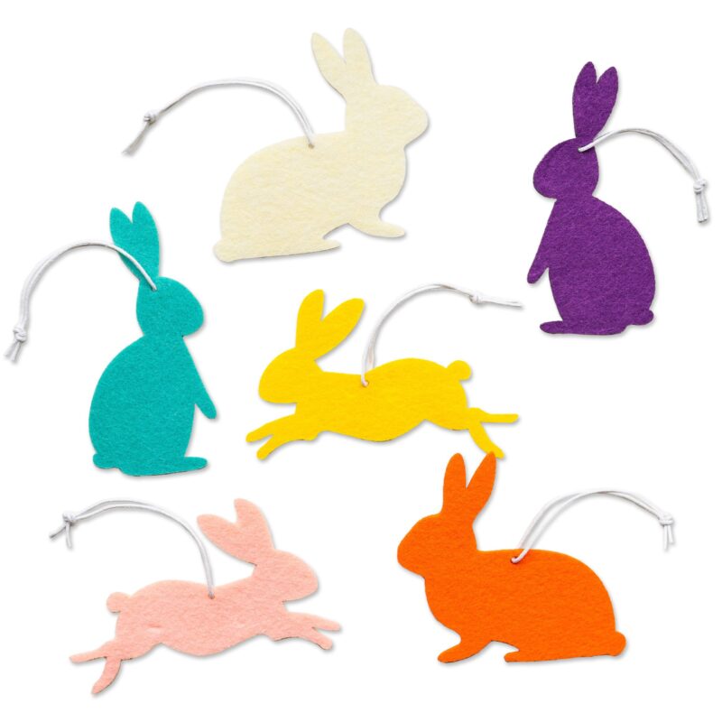 12 Anhänger zu Ostern aus Filz - Hasen