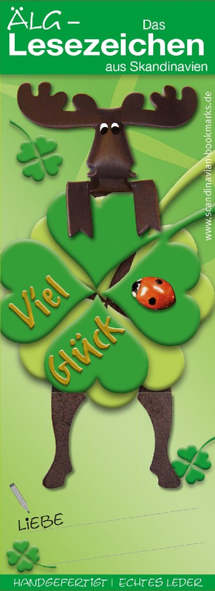 Lesezeichen Elch, viel Glück