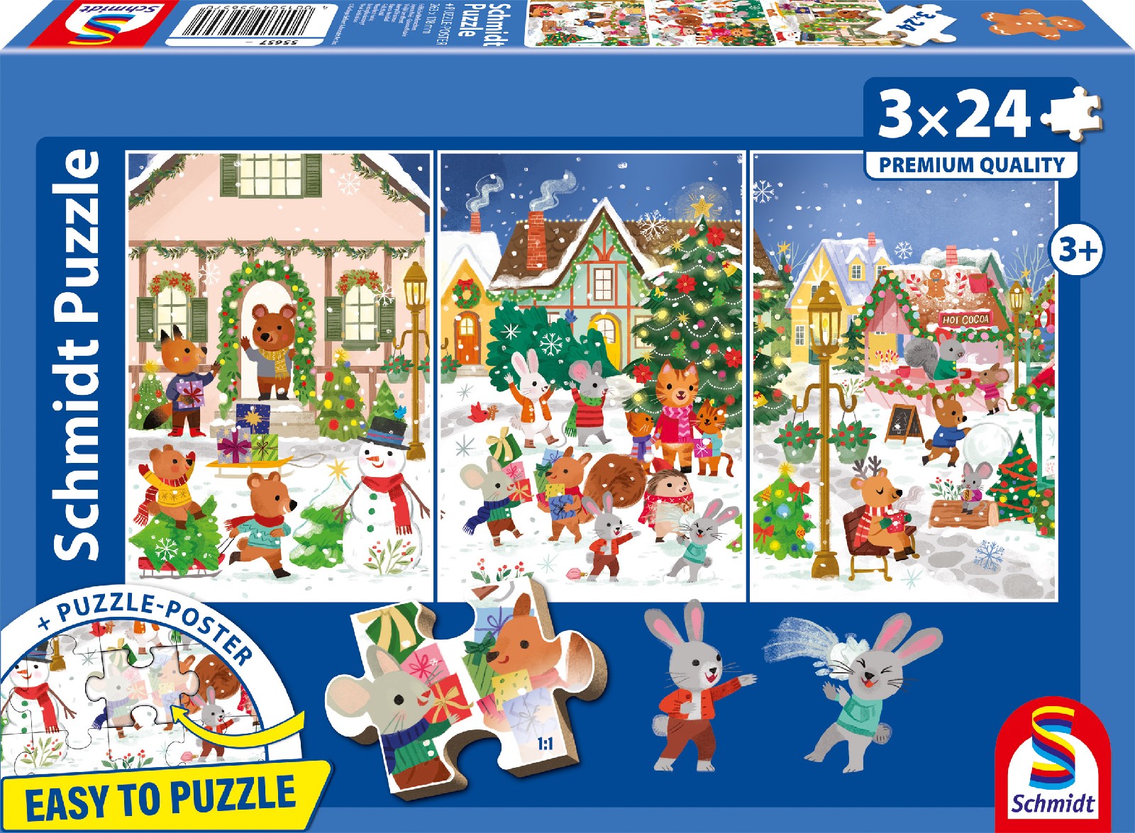 Puzzel - Fröhliche Weihnachten (3x 24 Teile)