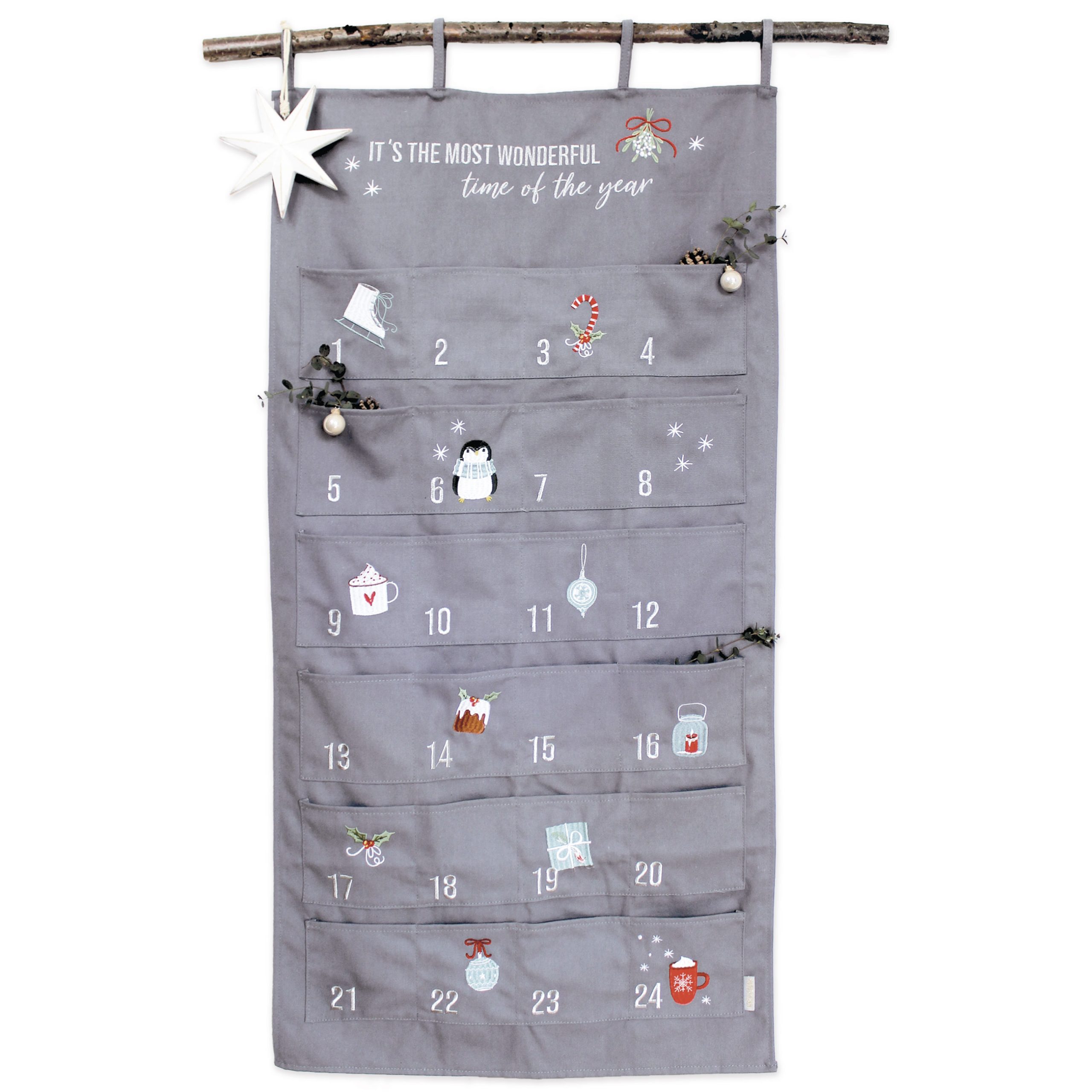 Adventskalender Wandteppich blau-grau & silber Set Nr 35