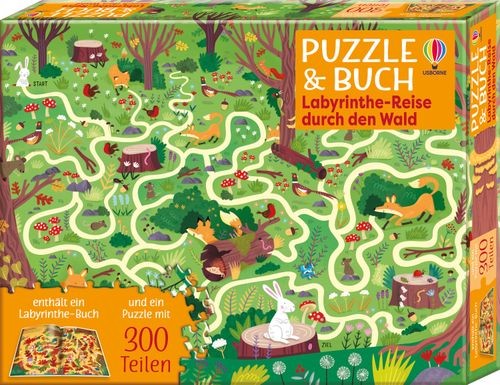 Puzzle & Buch: Labyrinthe-Reise durch den Wald (300 Teile)