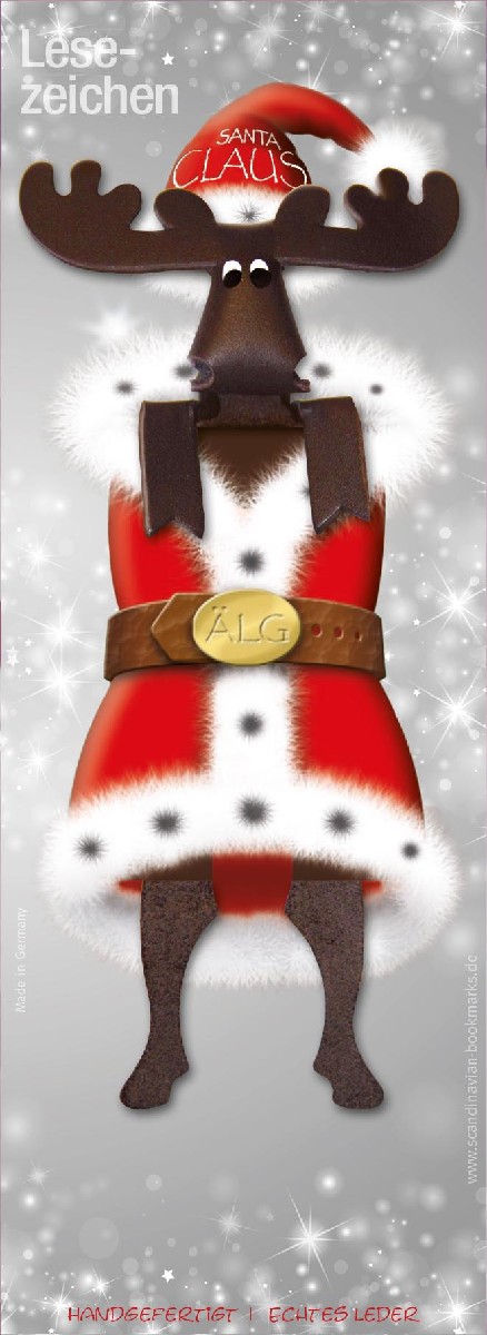 Lesezeichen Elch, X-mas Santa Claus