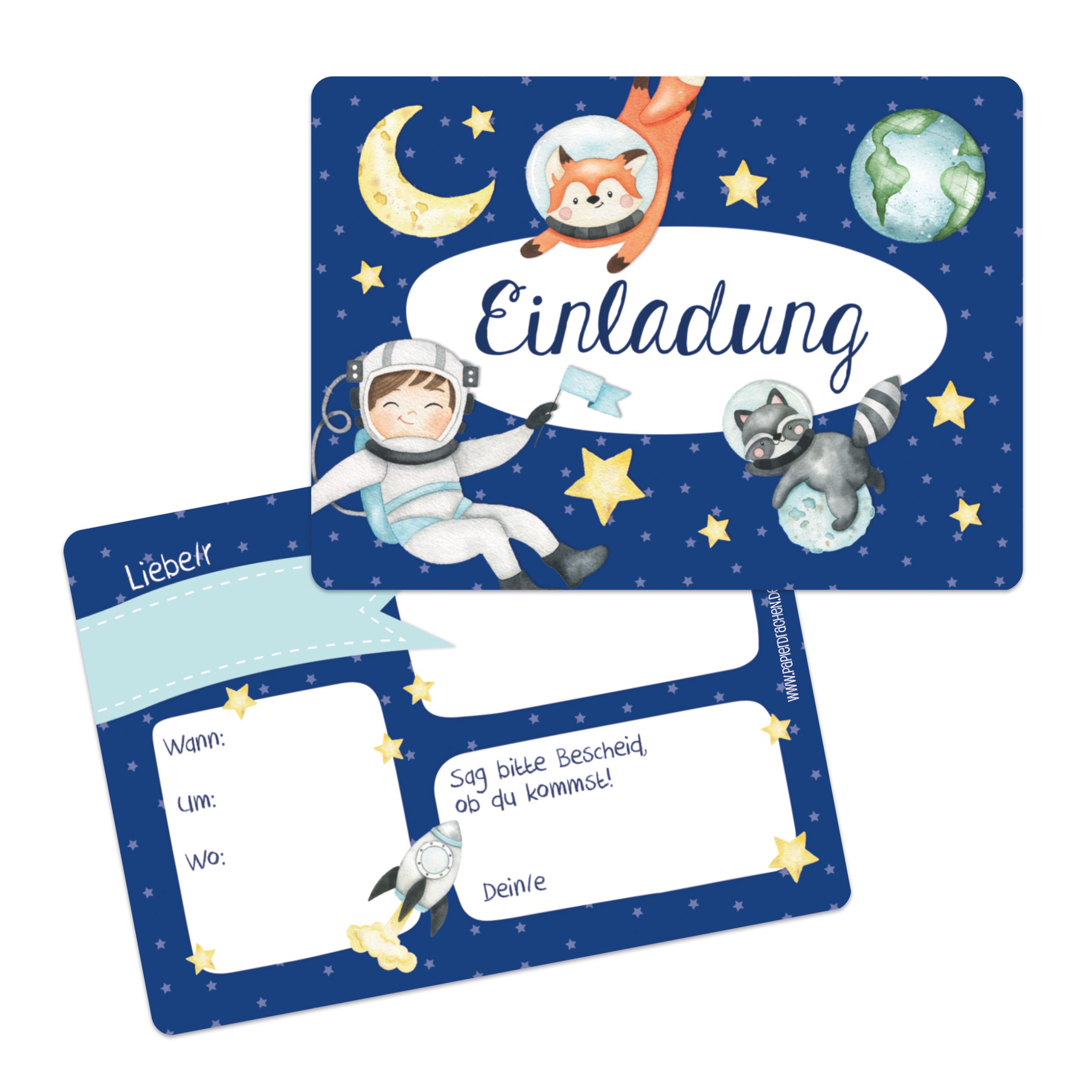 12 Einladungskarten - Astronaut