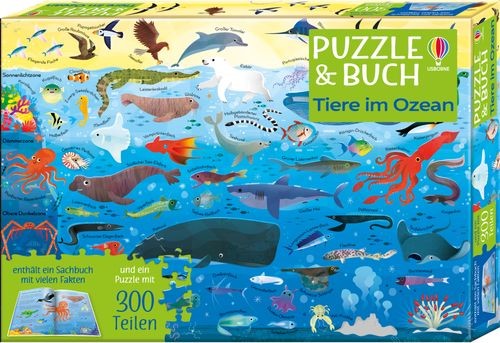 Puzzle & Buch: Tiere im Ozean (300 Teile)
