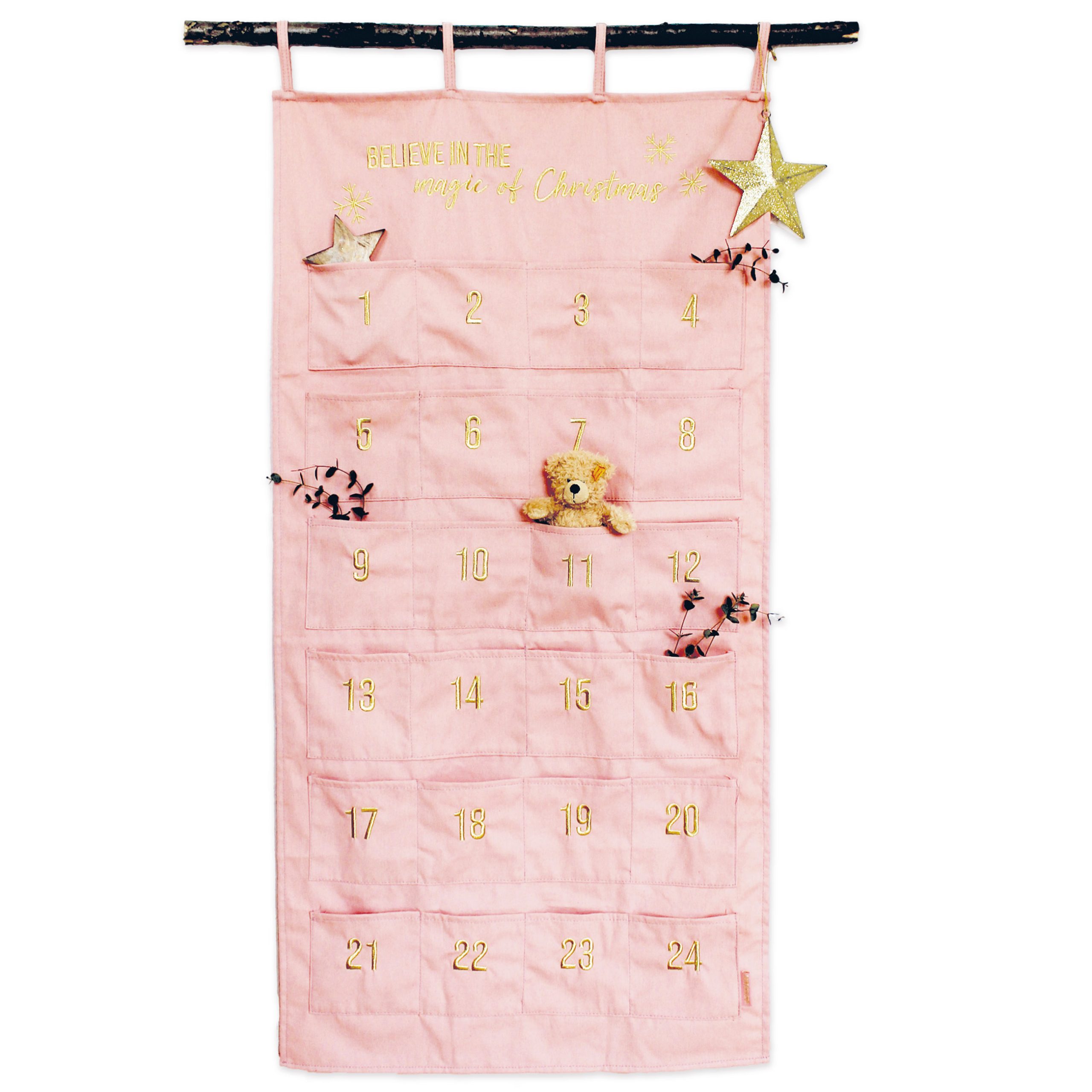 Adventskalender Wandteppich rosa & gold Set Nr 33