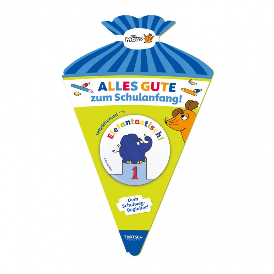 Der Elefant - Schulanfang-Grußkarte mit Button (6er-VE)