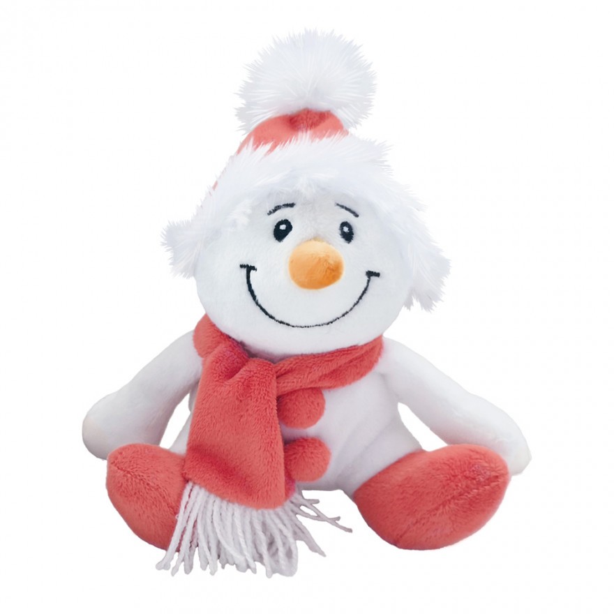 Plüsch-Schneemann rot, 18 cm (10er-VE im Display)