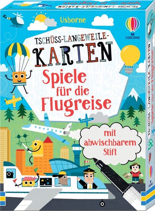 Tschüss-Langeweile-Karten: Spiele f.d. Flugreise (mit Stift)