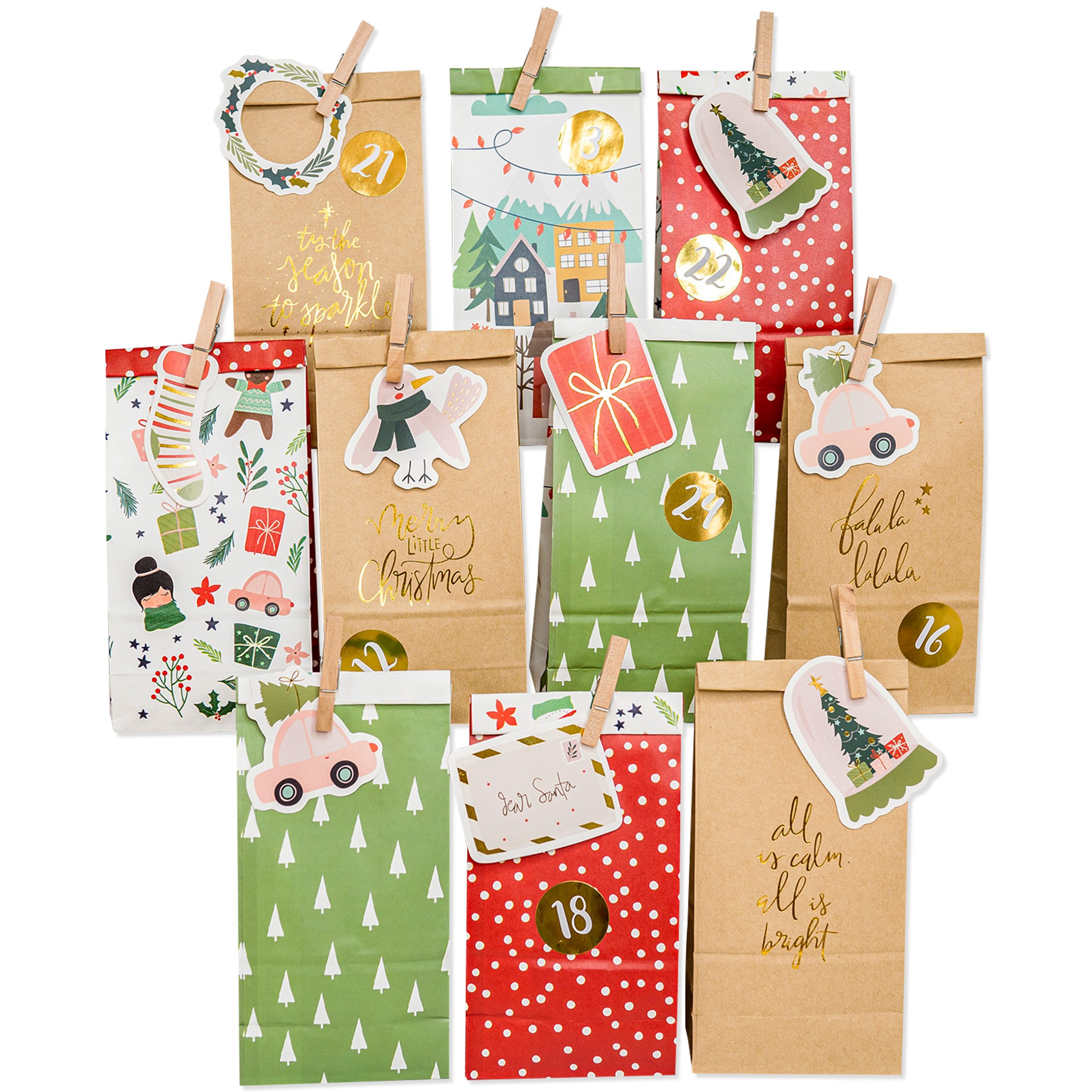 Adventskalender mit Stanzanhängern - Set 1