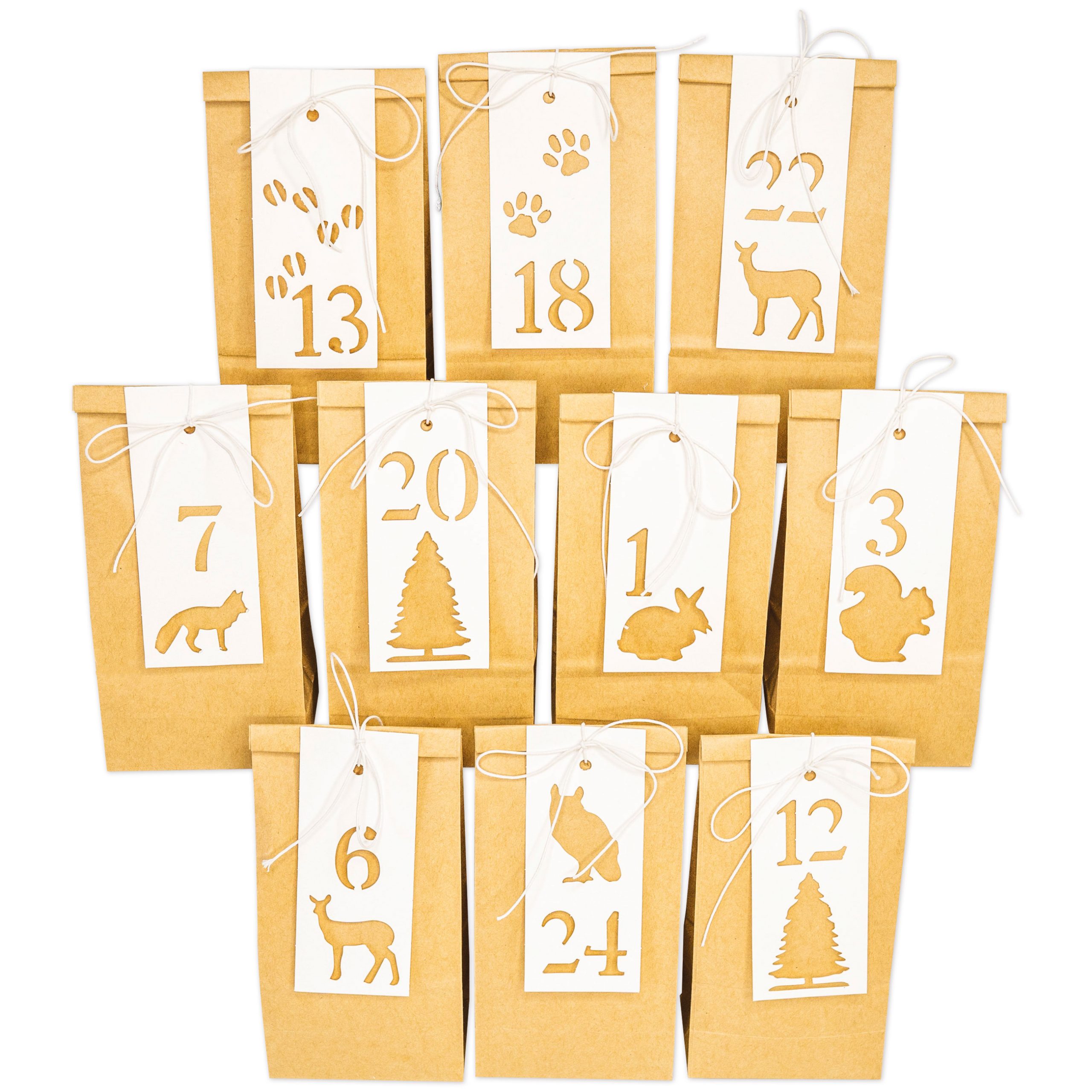 Adventskalender mit Anhängern - Waldtiere