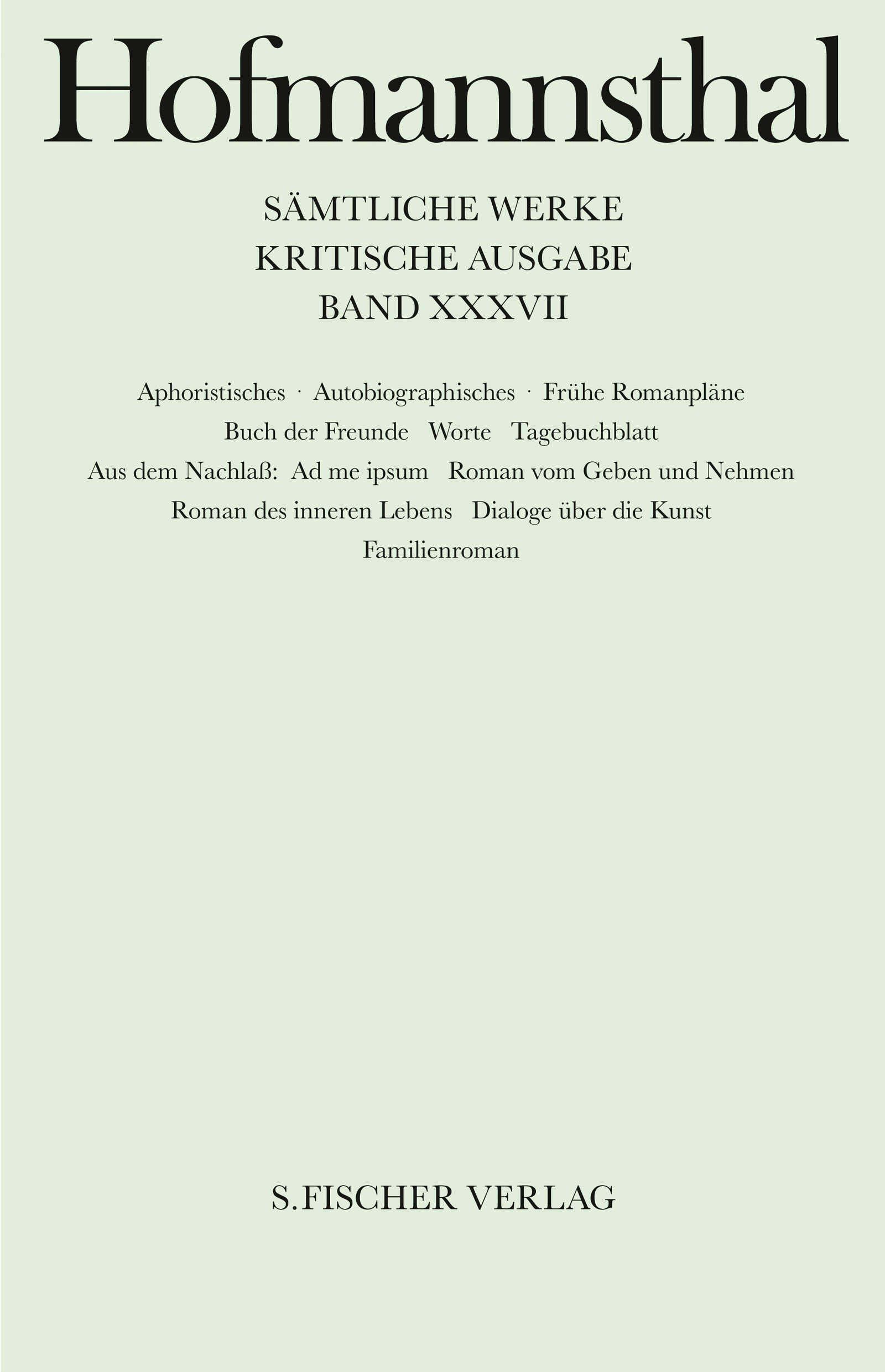 Aphoristisches, Autobiographisches, Frühe Roma...