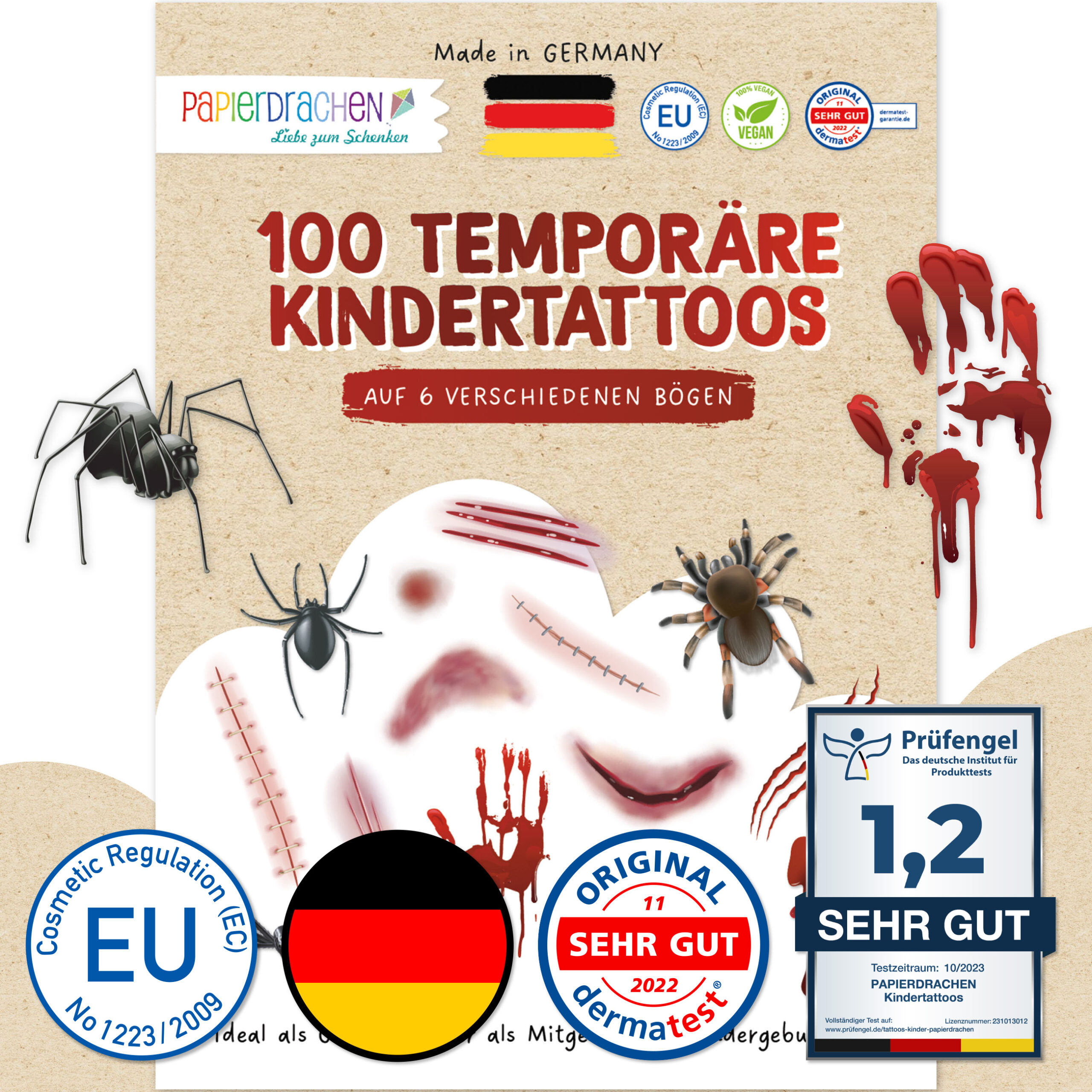 100 temporäre Tattoos - Halloween
