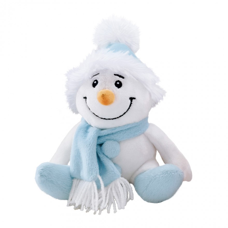 Plüsch-Schneemann türkis, 18 cm (10er-VE im Display)
