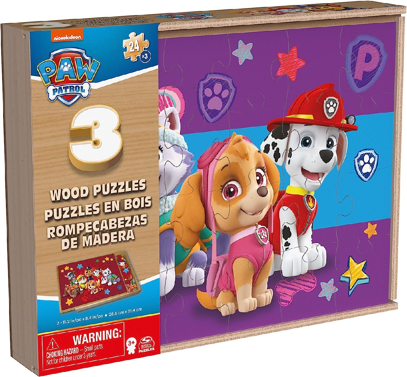 Paw Patrol: Holzpuzzle (3er Set mit stabiler Holzbox)