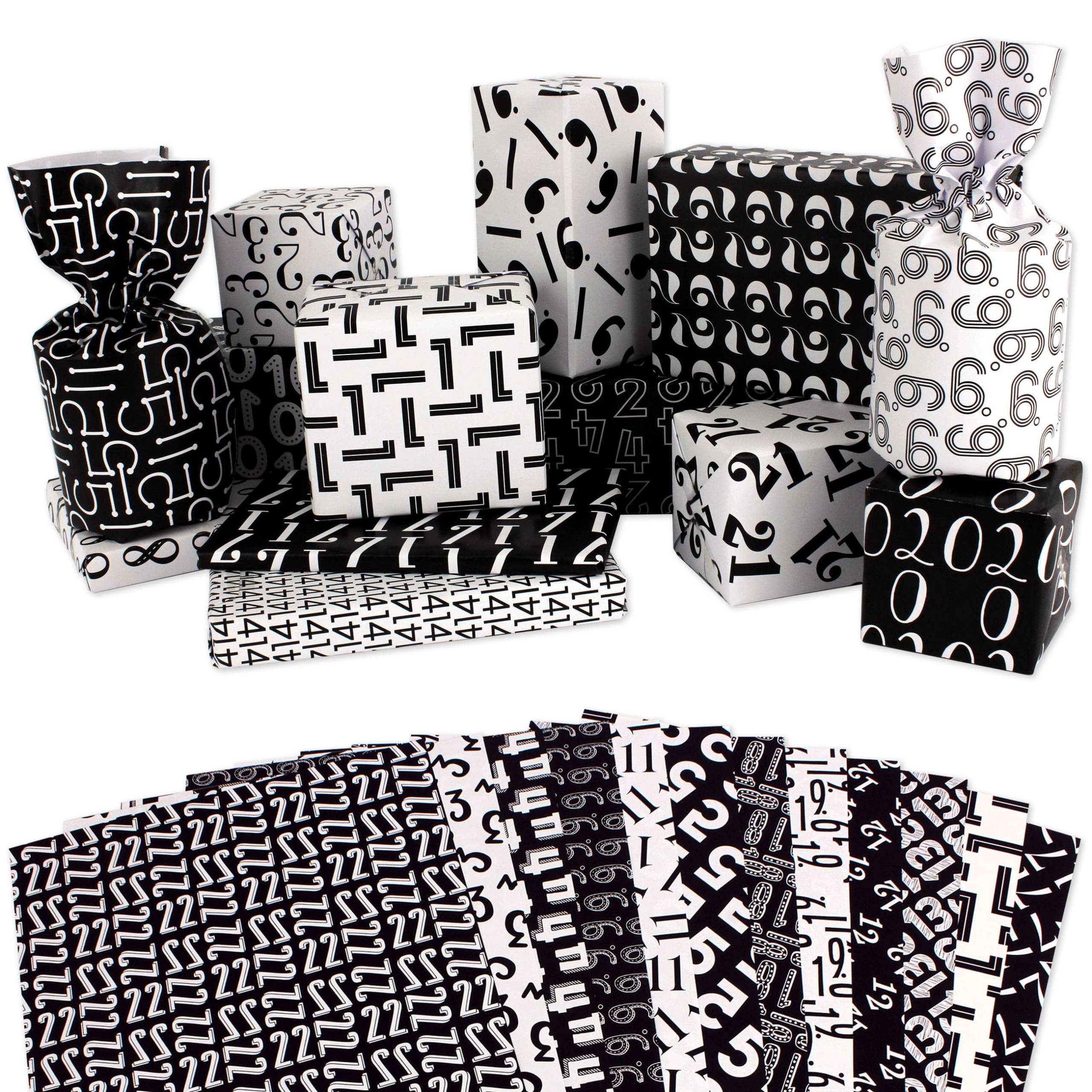 Adventskalender Geschenkpapier - Packpapier Schwarz-Weiß & A
