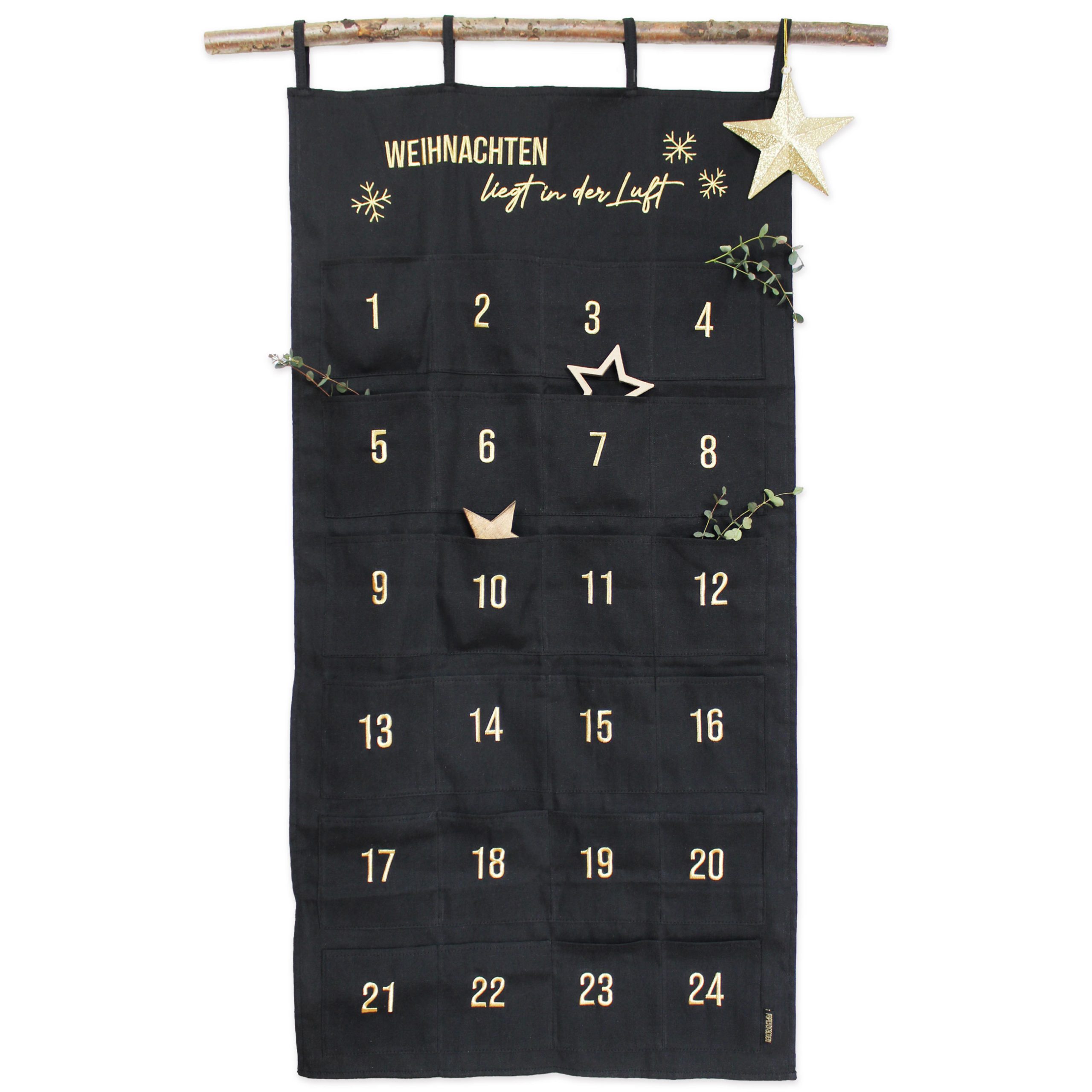 Adventskalender Wandteppich schwarz & gold Set Nr 32
