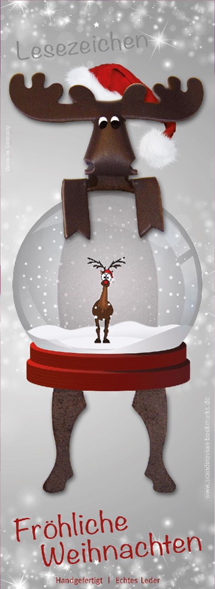 Lesezeichen Elch, X-mas Schneekugel