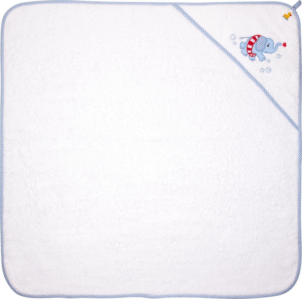 BabyGlück: Kapuzenbadetuch Elefant, hellblau (ca. 80x80 cm)
