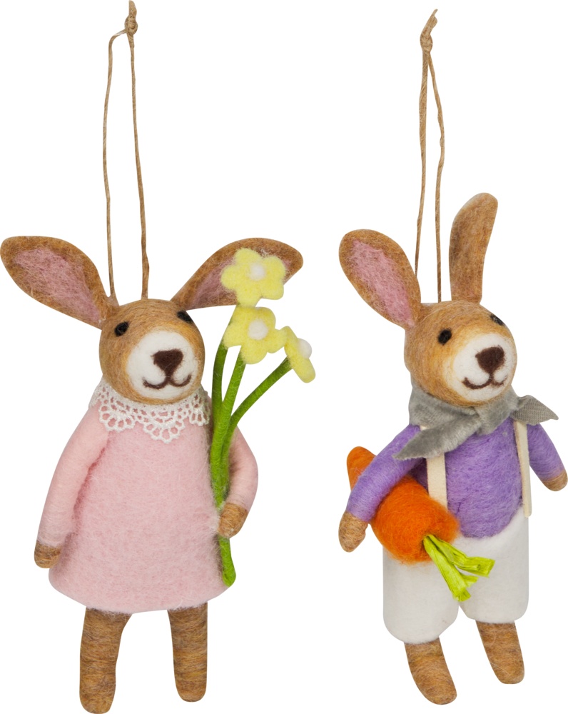 Frohe Ostern: Filz-Anhänger Hase , sortiert (8er-VE)
