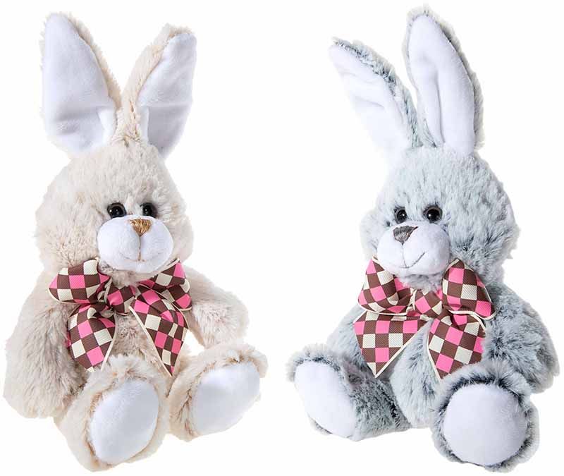 HASE mit Karo-Schleife 2-fach (Plüsch, 18cm)