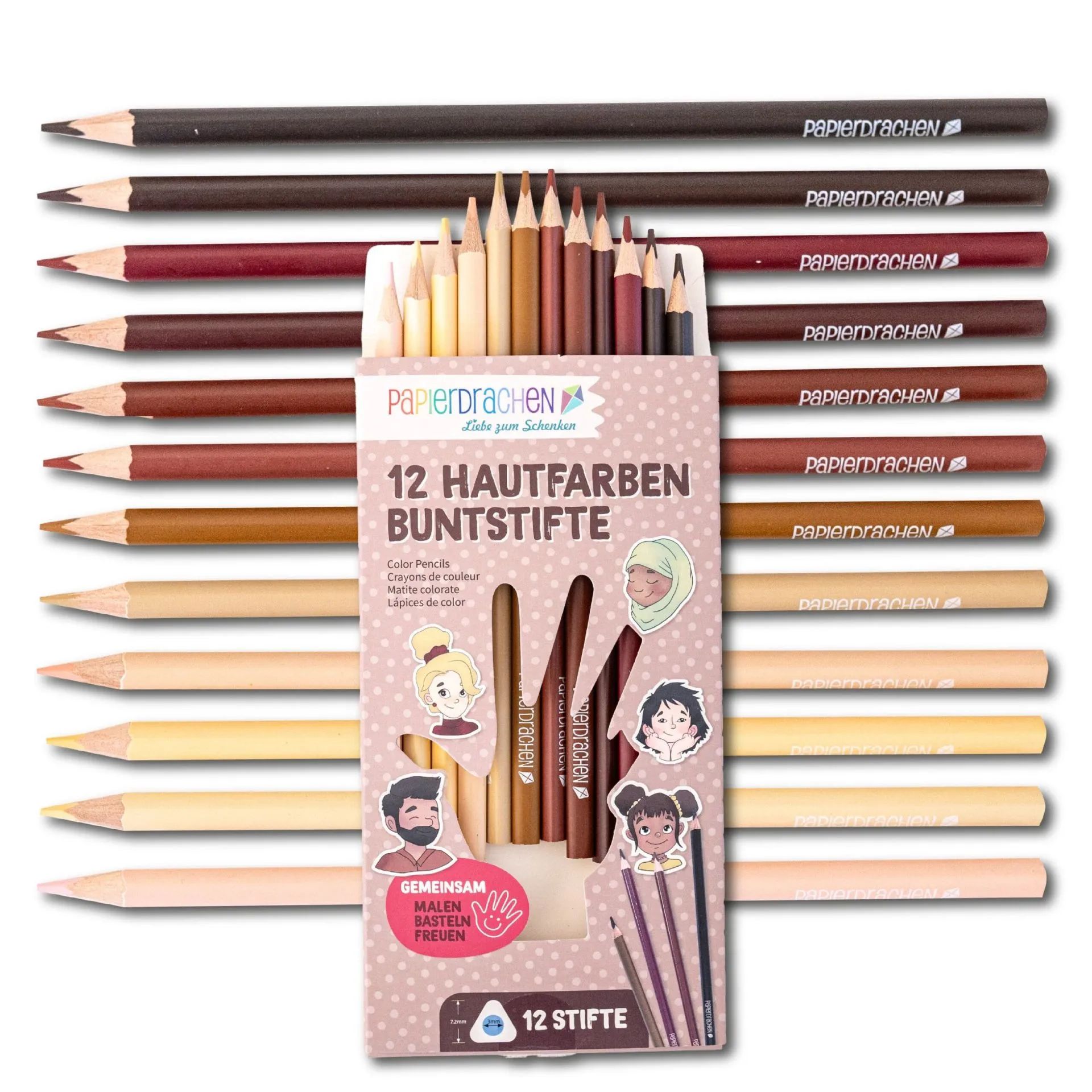 12 Buntstifte in Hautfarben