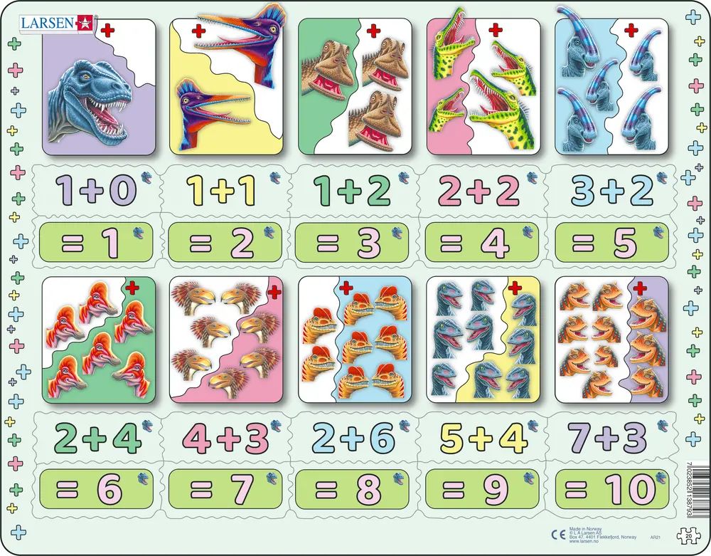 Puzzle - Addition mit Dinosauriern