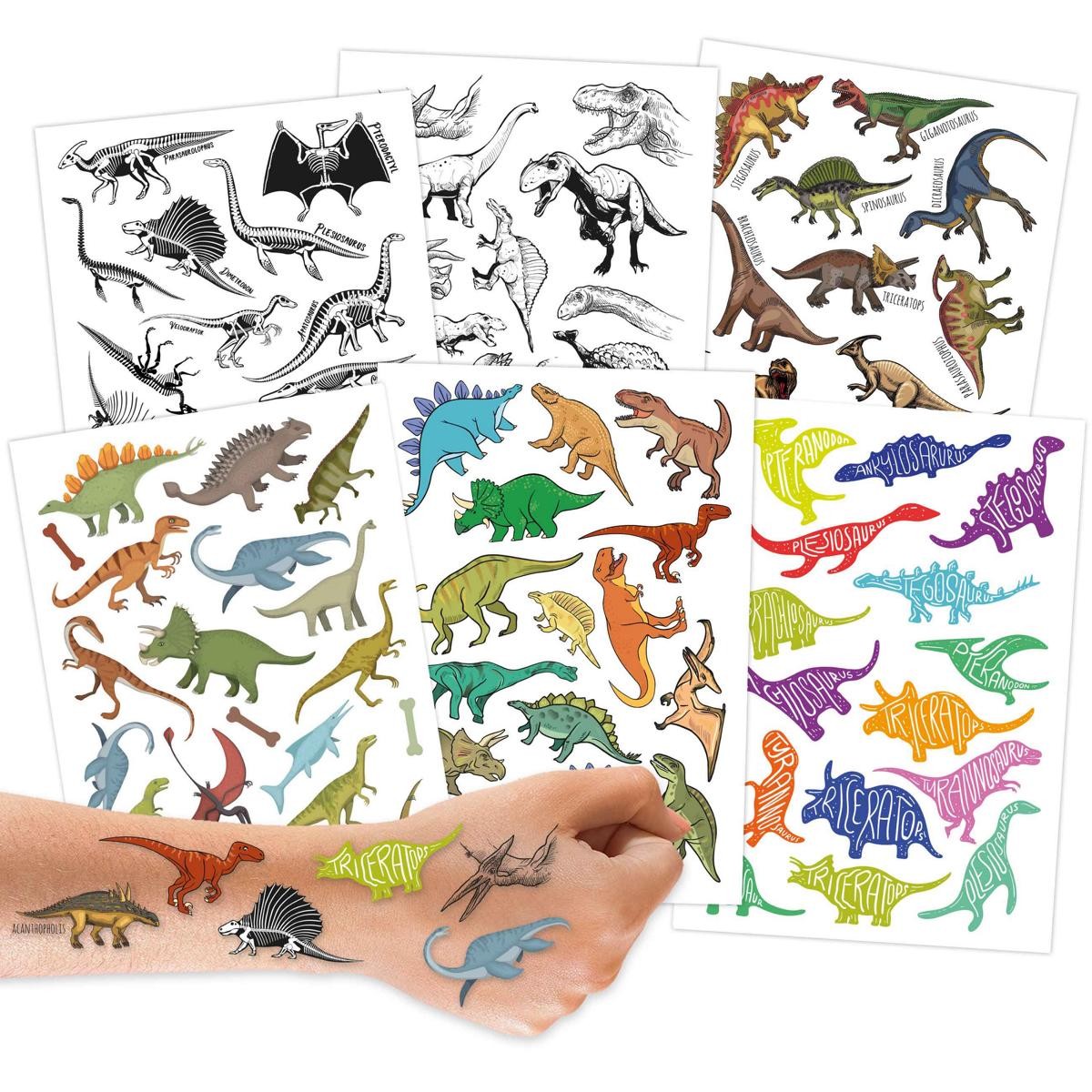 Kindertattoo-Set 09: Dinosaurier (100 Stück auf 6 Bögen)