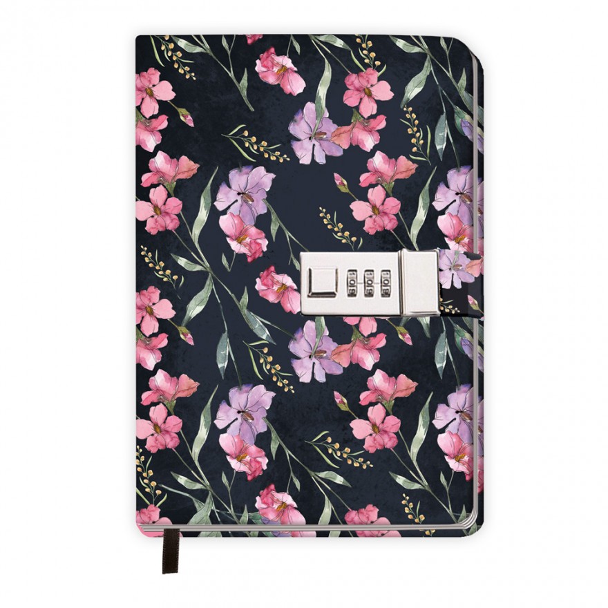 Tagebuch mit Zahlenschloss "Flowers"